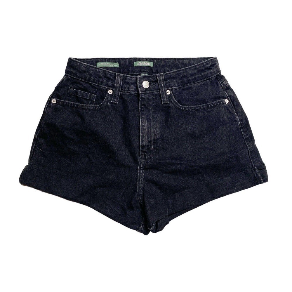 Wild Fable Highest Rise Mom Shorts Black Jean Denim Size 4/27